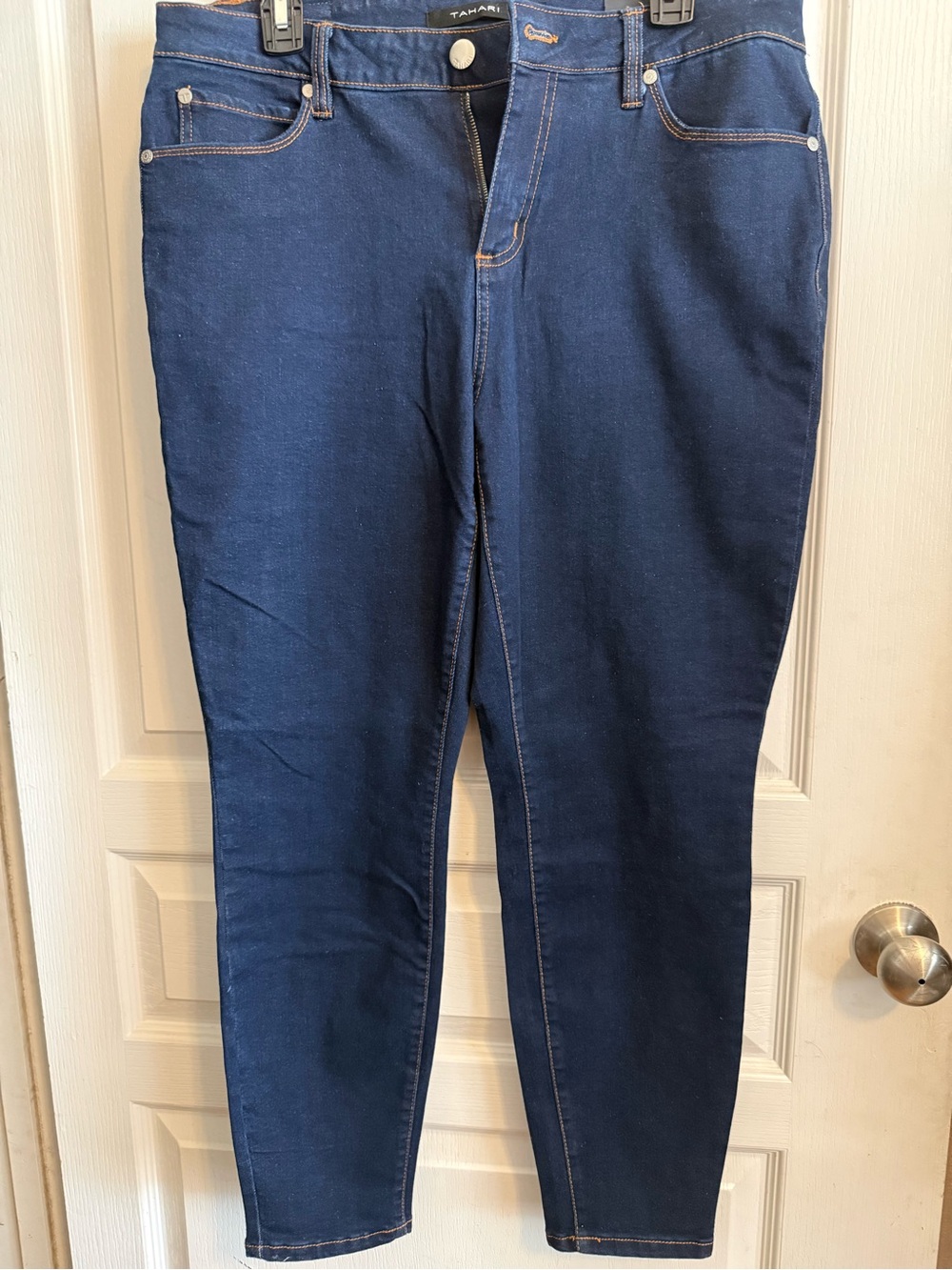 Tahari Dark Blue Skinny Mid-Rise Jeans